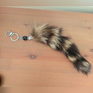 Faux Fur Keychain with Black and Brown Accents